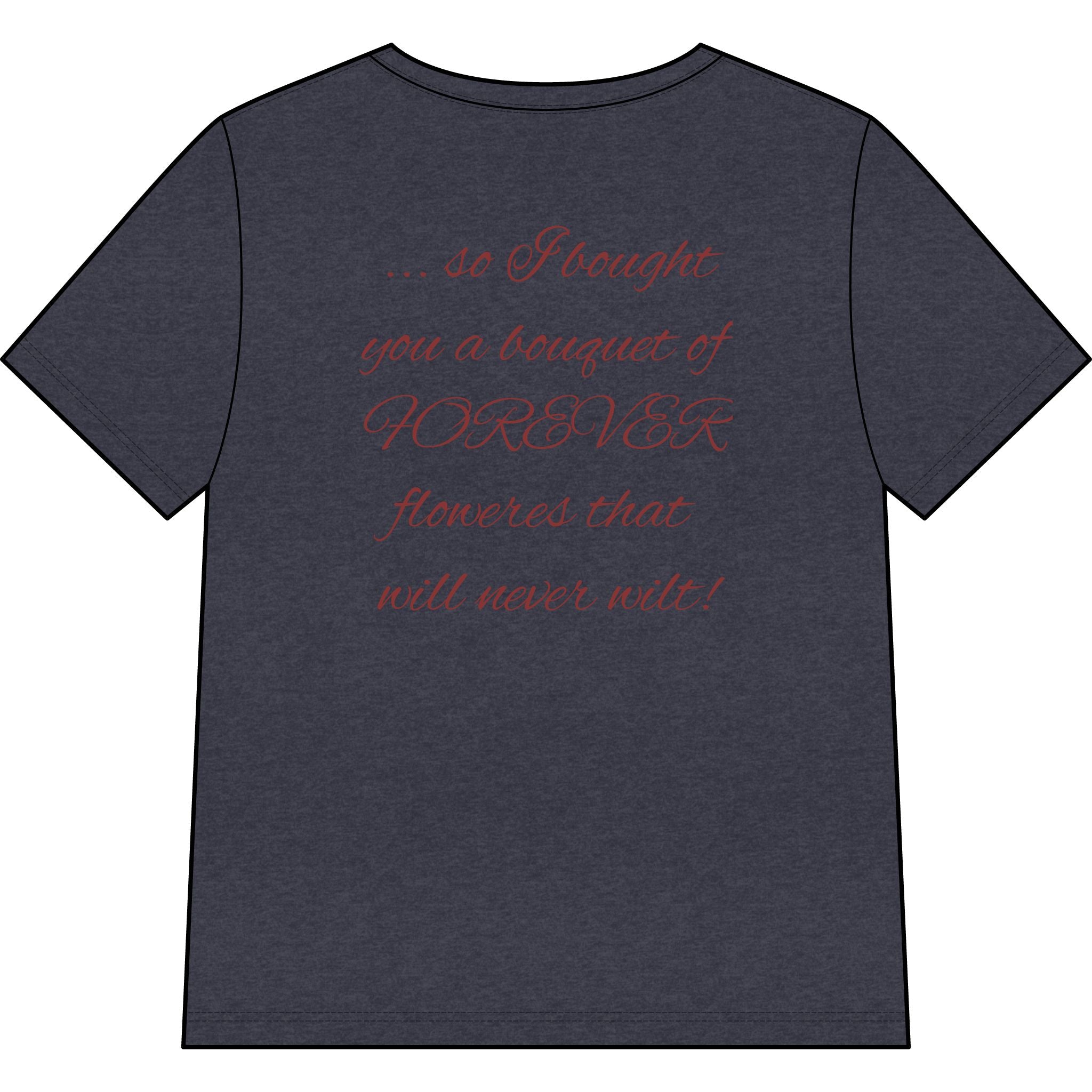 Say Happy Mother's Day with this Heart Tee with flowers that will not wilt — "A Mother's Love is Forever" V‑Neck