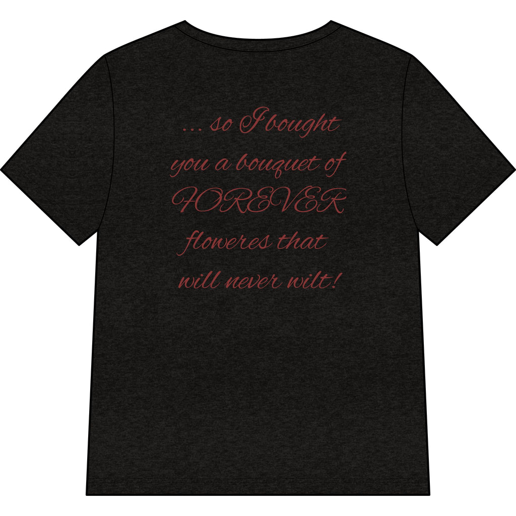 Say Happy Mother's Day with this Heart Tee with flowers that will not wilt — "A Mother's Love is Forever" V‑Neck