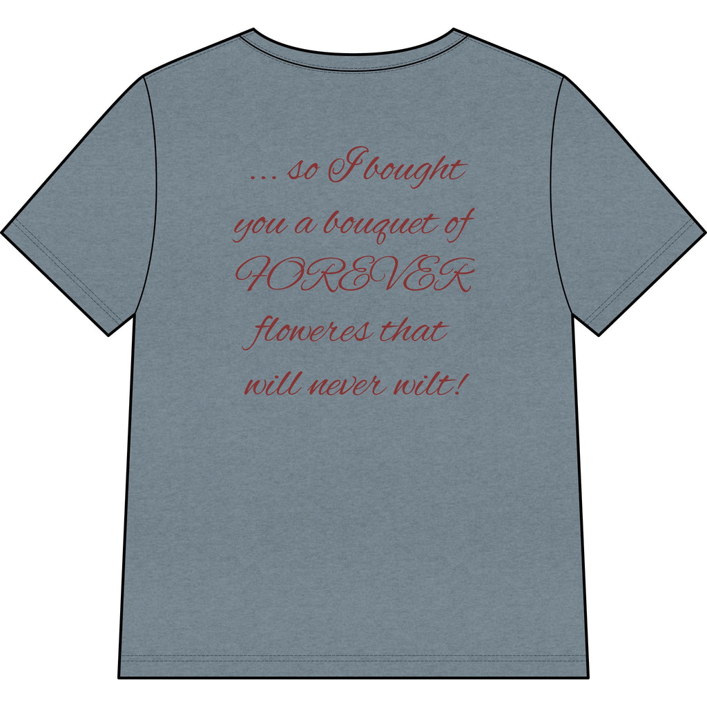 Say Happy Mother's Day with this Heart Tee with flowers that will not wilt — "A Mother's Love is Forever" V‑Neck