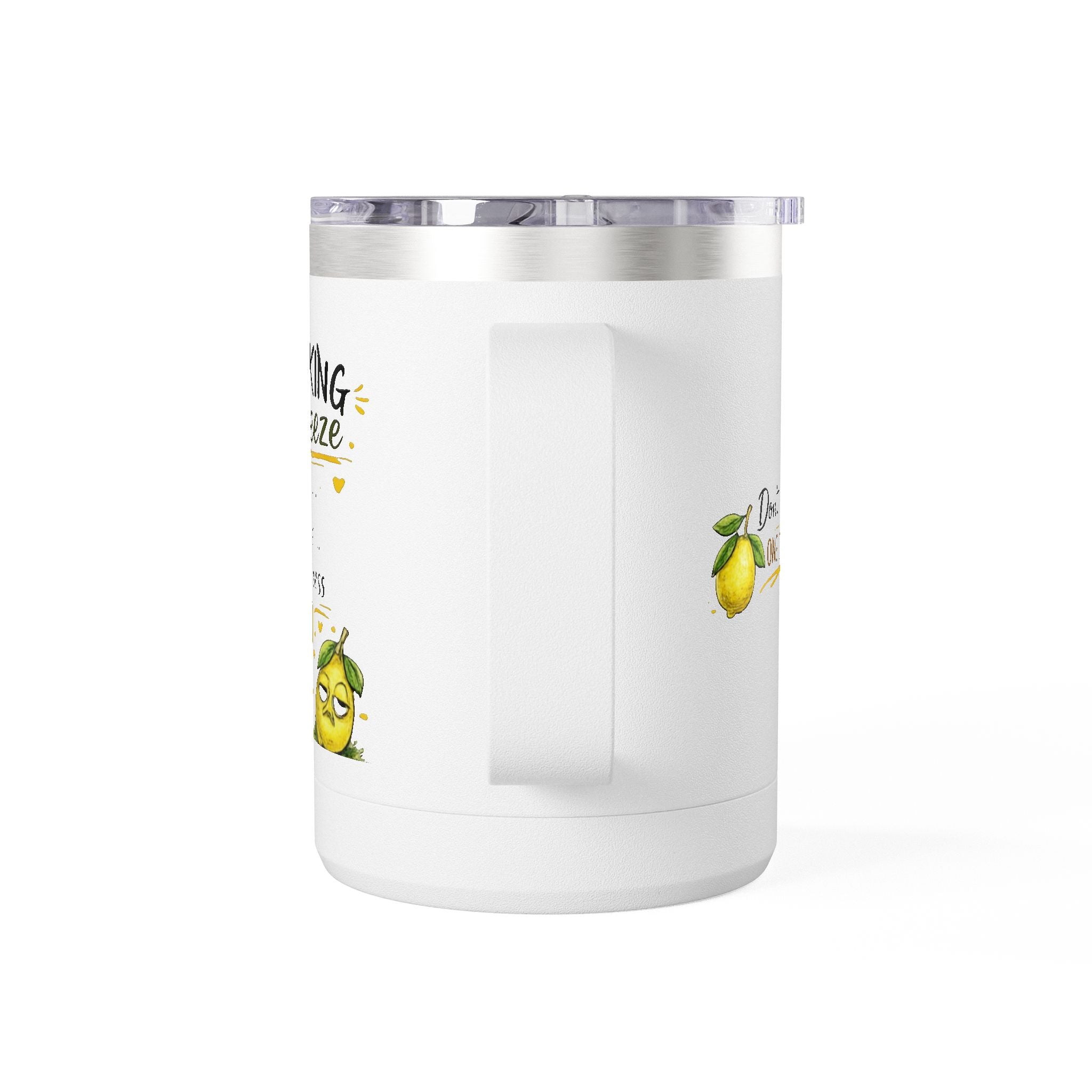 Flocking Squeeze 15oz Insulated Coffee Mug Tumbler – Cute Lemon Pun Gift