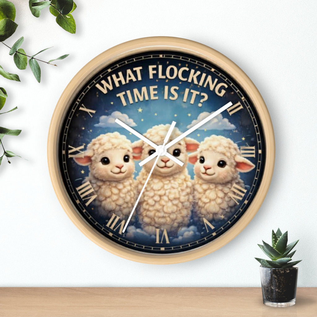 What Flocking Time Is It? Cute Lamb Wall Clock — Nursery Farm Animal Decor