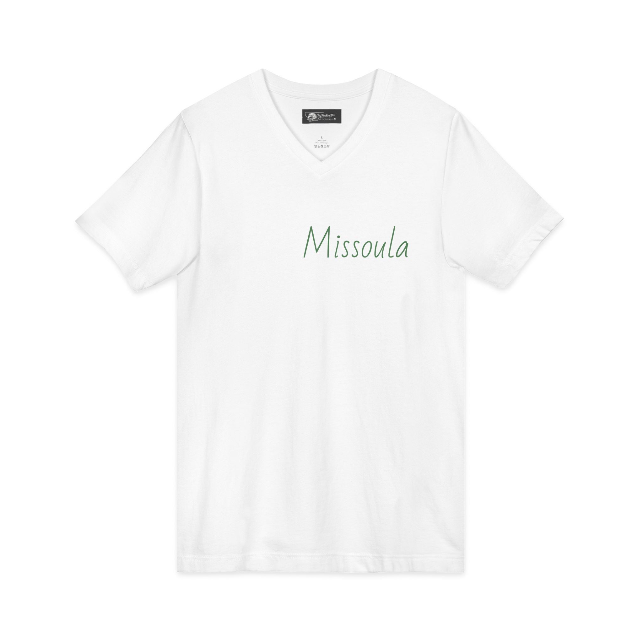 Missoula Montana V-Neck Tee — 'Missoula 30 miles outside <- Montana' Casual City Pride Shirt